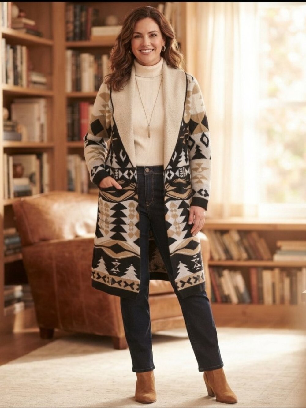 NWT Maurice's Women's Tribal Print Open Front Duster Cardigan Size XL (C2115) - Picture 6 of 10